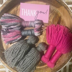3 Piece Tassel Earrings set pink and gray/camo print